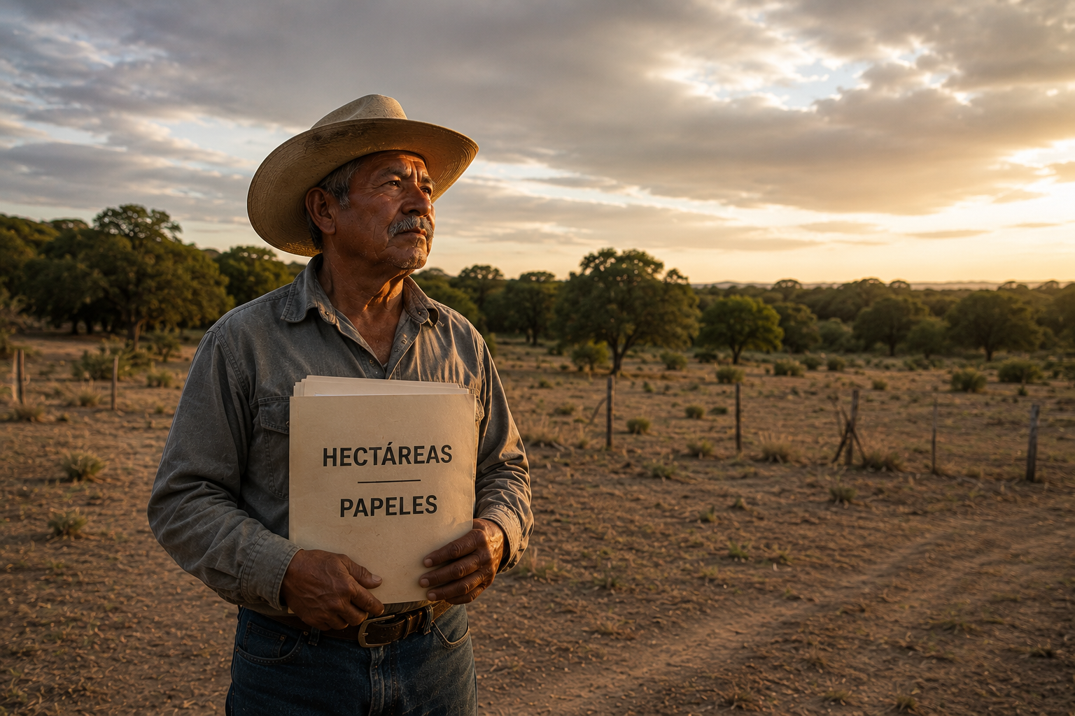 Dueño de hectáreas con documentos en su terreno